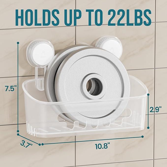 TAILI Shower Caddy Suction Cup 2 Pack, Heavy Duty Bathroom Organizer, Removable Shelves for Inside Shower, Shampoo, Waterproof Suction Plastic Storage for Bathroom Accessories Holder, Frosted Clear - ModernBath