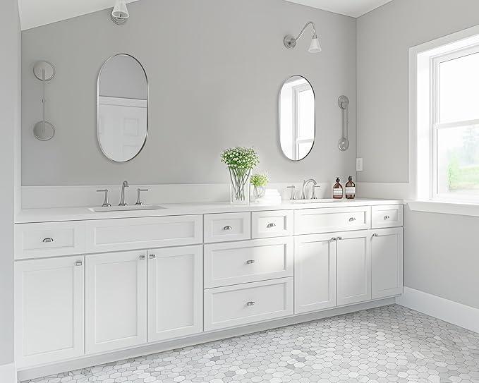 ANDY STAR Chrome Oval Mirror for Bathroom, 20x33 Inch Pill-Shaped Chrome Mirrors for Wall in Thin Frame Deep 1’’ Ideal for Limited Space - ModernBath