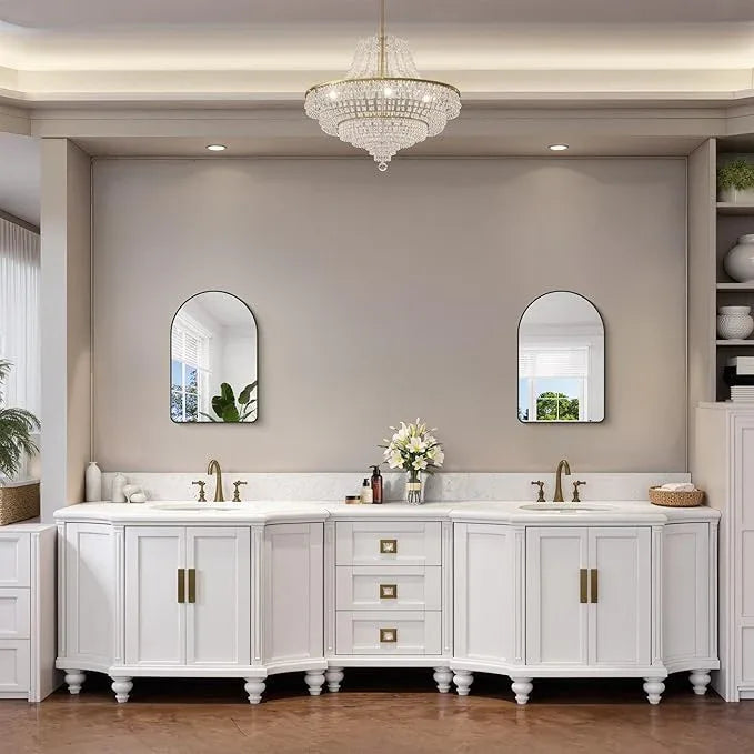 FORBATH Arched Bathroom Mirror 16x24 Inch, Black Bathroom Mirror Wall Mounted Modern Aluminum Alloy Frame Arch Mirror for Bedroom Living Room Entryway, Hanging or Leaning Against Wall - ModernBath