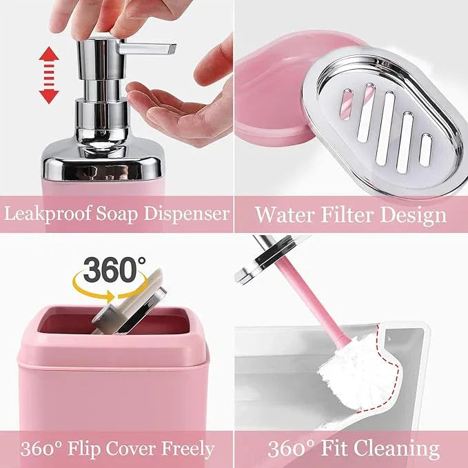 XLHOMO Bathroom Accessory Set–Bathroom Sets with Shower Curtain and Rugs, Non Slip Bathroom Rugs Super Absorbent, Pink Ombre Waterproof Shower Curtain with Hooks, Pink Bathroom Sets Complete for Home - ModernBath