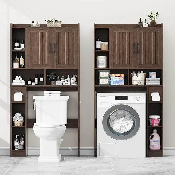 Over The Toilet Storage Cabinet, Farmhouse Storage Cabinet Over Toilet with Barn Door，Home Space-Saving Toilet Rack, for Bathroom, Restroom, Laundry - ModernBath