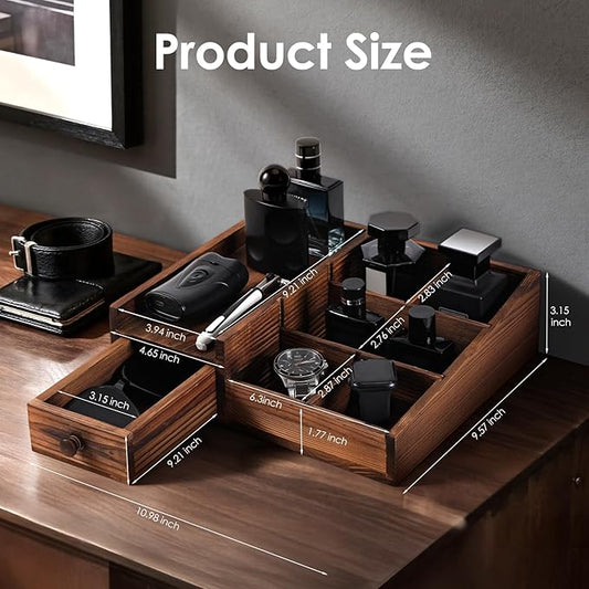 Organizer For Men,Bathroom Countertop Organizers,Perfume Organizer,Cologne Organizers,Bathroom Storage,Perfume Stand,Gifs For Men,Mens Valentines Day Gifts,Adjustable Partition(Bourbon Brown)