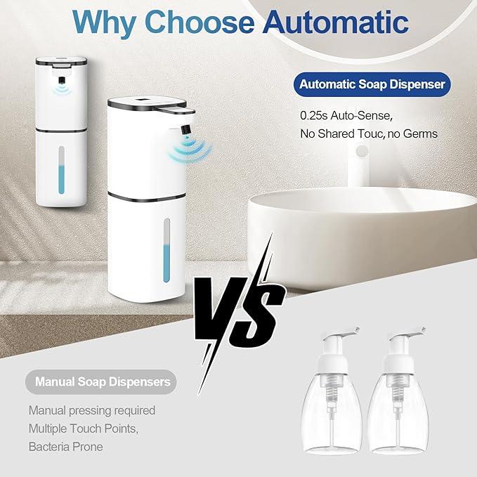 Automatic Liquid Soap Dispenser, 9 Adjustable Levels, 380ml/12.8oz, Auto Touchless Hand Soap or Dish Soap Dispenser,USB Rechargeable Dispenser,Wall Mount or Tabletop Use for Bathroom Kitchen - ModernBath