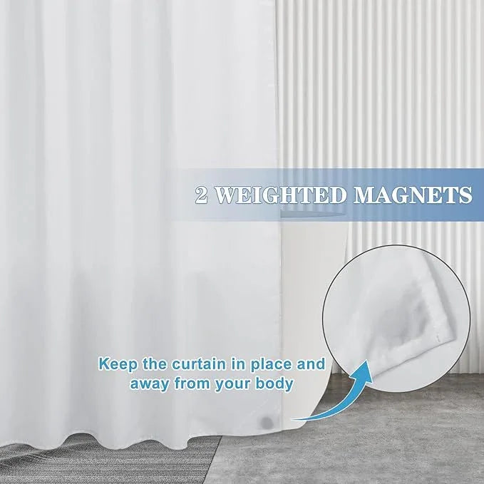 Nasitos Fabric Shower Curtain Liners 2 Pack - W70 x H72 - Washable & Water Resistant Lighweight Cloth Shower Liner for Bathroom, Soft Hotel Quality, Standard Size (White, 8 Magnets Included) - ModernBath