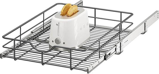 ALINE FURNITURE Pull Out Shelves - 17" W x 22" D Soft Close Pull Out Cabinet Organizer 1 Tier - Slide Out Drawers with Shelf Liner, Heavy Duty Steel Wire Baskets for Kitchen Cabinets, Pantry, Bathroom - ModernBath