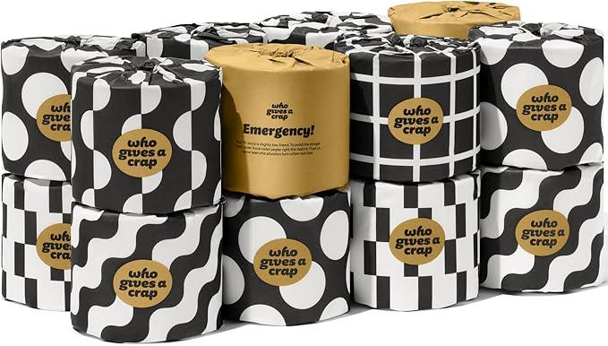 Who Gives A Crap 100% Bamboo Toilet Paper, 16 Rolls, 3 Ply, 330 Sheets, Long, Strong & Soft Toilet Tissue, Sustainable, Biodegradable, Renewable, Tree Free Bathroom Tissue Made with Bamboo Fibers - ModernBath
