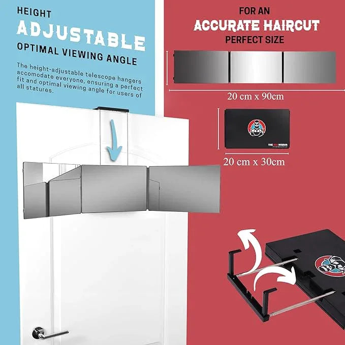 The 360 Mirror - 3 Way Mirror for Self Hair Cutting - Adjustable Trifold Barber Miror to Cut Your Own Hair - Tri Fold Self Haircut System for Men and Women Braiding - Three Sided Miror for Haircuts - ModernBath