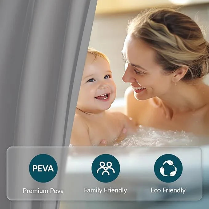 Titanker Plastic Shower Curtain Liner, 72x72 Grey Shower Liner Lightweight PEVA Shower Curtains for Bathroom, Waterproof Shower Liner with Magnets and Rustproof Grommet Holes - ModernBath