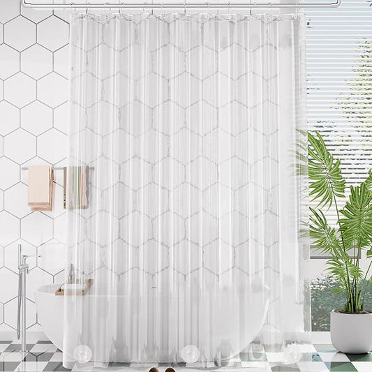 AmazerBath Extra Long Shower Curtain Clear 108 Inches Long, Plastic Floor to Ceiling Shower Curtain Extra Tall, Heavy Duty PEVA with 3 Weighted Stones and 12 Grommet Holes, 72x108 Inches - ModernBath