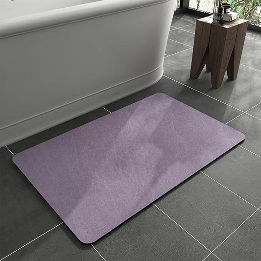 MontVoo -Bath Mat Rug-Rubber Backing Non Slip Quick Dry Absorbent Thin Bathroom Rugs Fit Under Door-Faux Suede Surface Bathroom Floor Mats-Shower Rug for in Front of Bathtub Shower Lavender 16"x24" - ModernBath