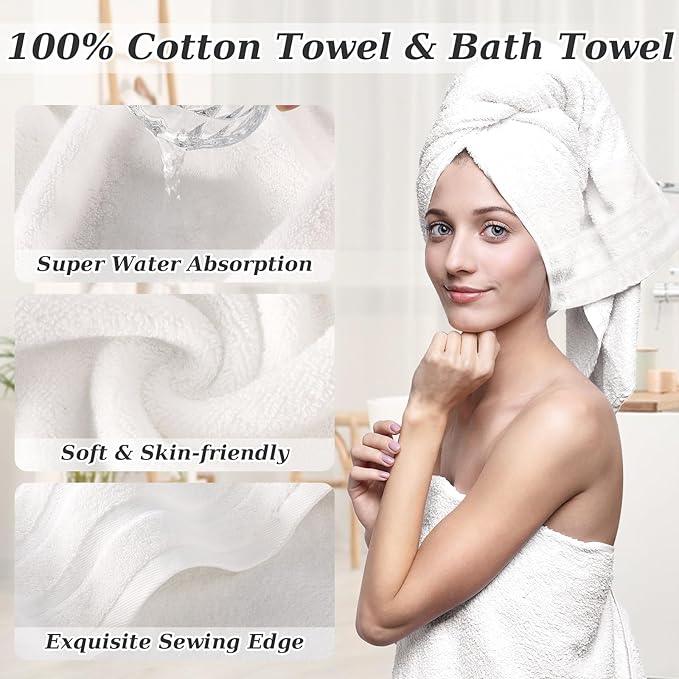 XLHOMO White Bathroom Set, White Bathroom Accessories Set with Shower Curtain, Bath Towel Set, Trash Can, 2PCS Soap Dispensers, Soap Dish, Toothbrush Holder and Cup,Toilet Brush for Bathroom Decor - ModernBath