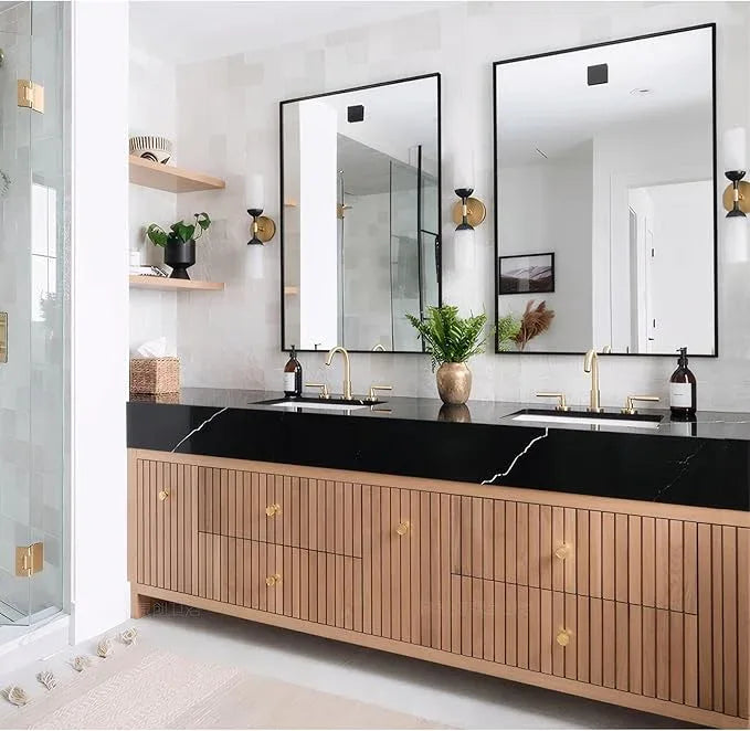 MEETDH Rectangle Bathroom Mirror 28x34 inch, Large Mirror with Black Frame, Rectangular Vanity Mirror 28" X 34", Modern Matte Wall Mounting Mirrors, Hang Horizontal or Vertical - ModernBath