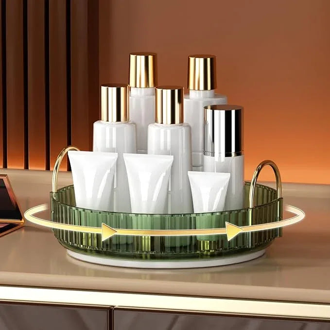 YCIA&DONE 360 Rotating Makeup Organizer and Storage for Vanity Countertop 1 Tier, High Capacity Cosmetic Skincare Perfume Organizers for Dresser Bathroom Fridge Lazy Susan (Vintage Green) - ModernBath