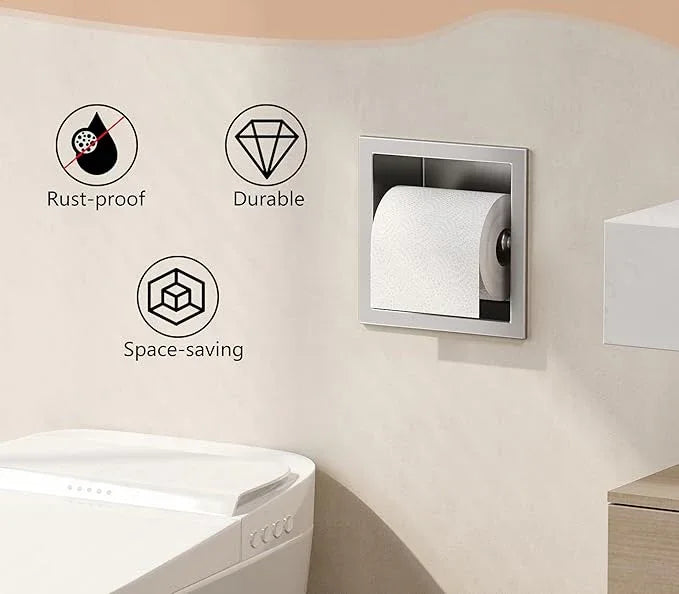 Neodrain Recessed Toilet Paper Holder, Brushed Toilet Paper Holder Built-in, Stainless Steel Recessed Tissue Paper Roll Holder, in Wall - ModernBath