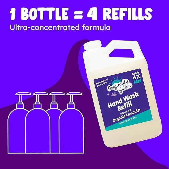 Originally Yellow Plant-Based Hand Soap All Natural Infused with Organic Lavender | Gentle Natural Hand Soap | Pet & Baby-Safe Soap (64 Fl Oz (1 Pack), Lavender) - ModernBath