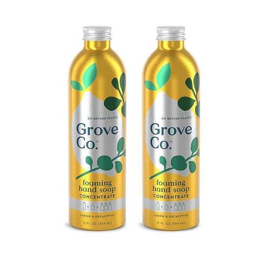 Grove Co. Hydrating Foaming Hand Soap Refills (2 x 12 Oz) Moisturizing Hand Wash, No Plastic or Parabens, Cruelty Free, 100% Natural Lemon & Eucalyptus Fragrance (Pack of 2) - ModernBath