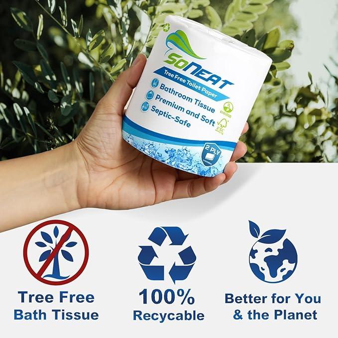 2-Ply Toilet Paper Bulk | Septic safe toilet paper | 40,000 Soft Sheets | 80 Rolls x 500 Sheets Each | Recycled Fiber & Strong Bath Tissue Mega Pack for Home & Commercial Use - ModernBath