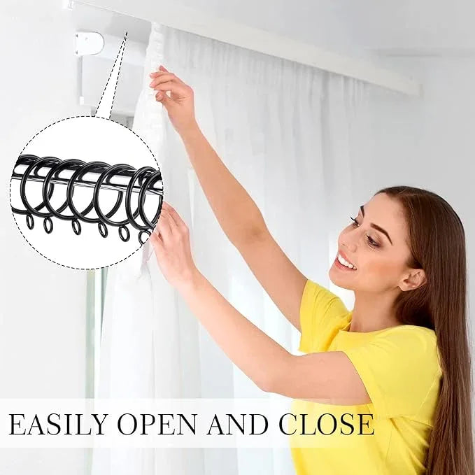 Maitys 100 Pcs Metal Curtain Rings with Eyelet 1.5-inch Inner Diameter Eyelet Curtain Rings for Drapery Clips Hooks for Sliding Window Bathroom Door Shower Rod (Black) - ModernBath