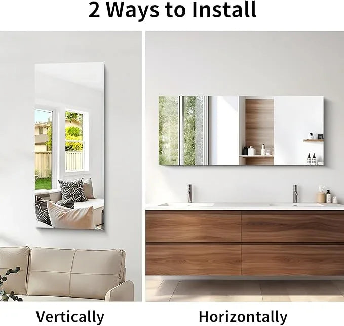 CILIBER Frameless Mirror, 20x48 Inch Bathroom Mirrors for Wall, Rectangle Bathroom Vanity Mirrors with Polished Edge, Hangs Horizontally or Vertically for Bathroom, Bedroom and Living Room - ModernBath