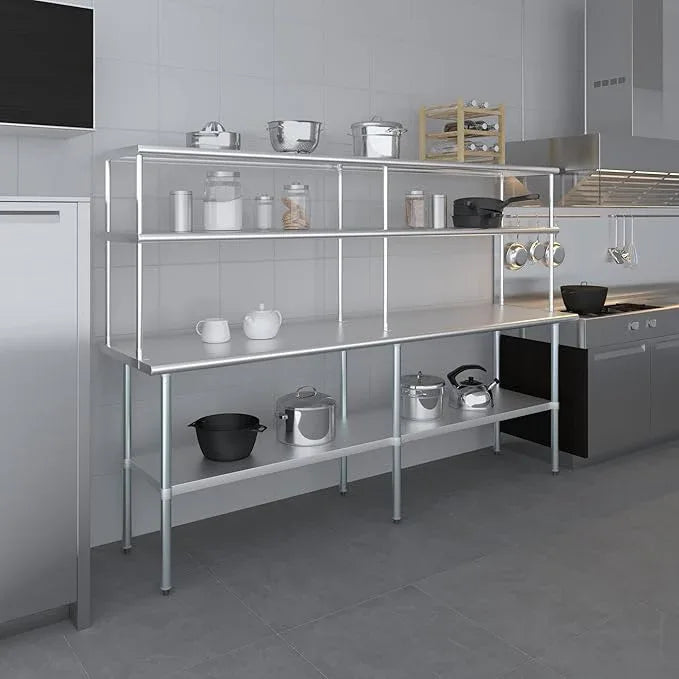 AmGood Double OverShelf Stainless Steel NSF - Many (96" Long x 18" Deep) - ModernBath