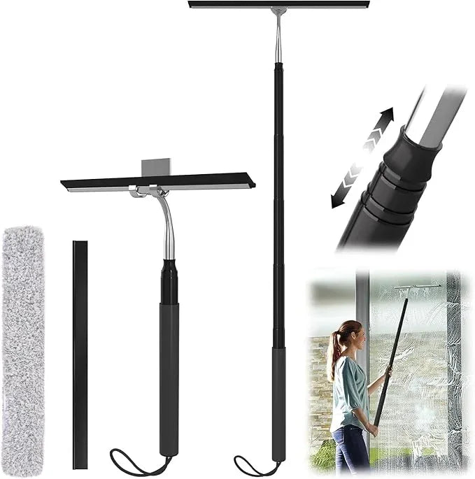 Shower Squeegee with Long Handle, 15-51" Telescopic Squeegee for Window Cleaning, Window Squeegee for Glass Doors, Extendable Window Cleaner Tool for Tile Walls, Sliding Door, Floor, Car Windshield - ModernBath