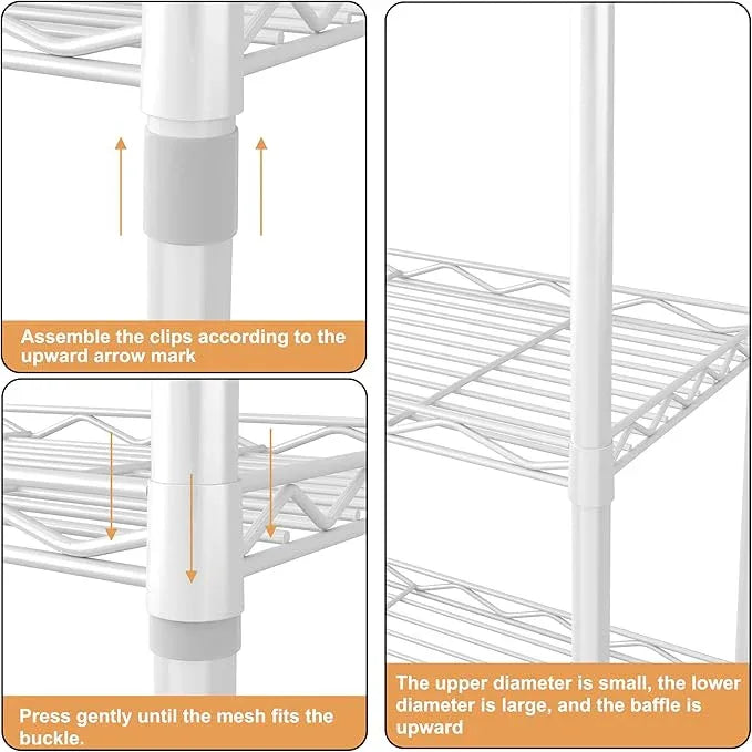 HOMEFORT 5-Tier Wire Shelving 5 Shelves Unit Metal Storage Rack Durable Organizer Perfect for Pantry Closet Kitchen Laundry Organization in White - ModernBath