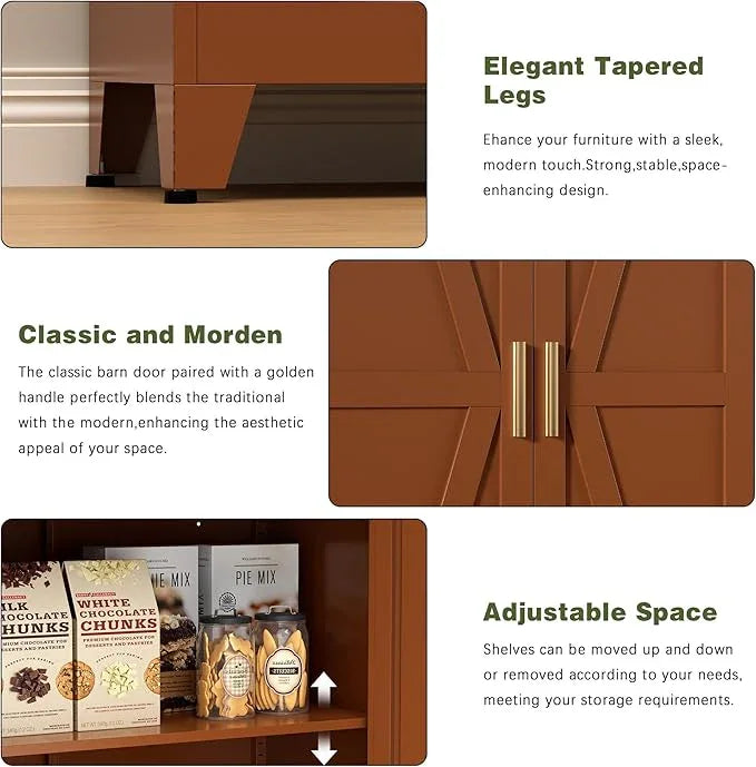 COFaR 5 Tier Metal Kitchen Storage Cabinets, 71" Pantry Cabinet with Doors and 4 Adjustable Shelves, Farmhouse Tall Cabinet for Pantry, Laundry Room,Living Room,Dinning Room (Antique Copper) - ModernBath