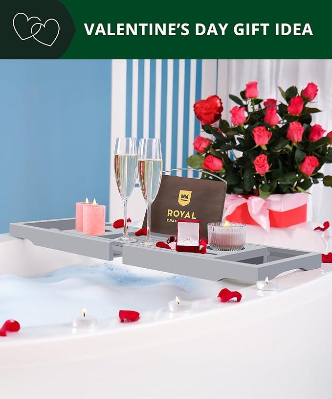 ROYAL CRAFT WOOD Premium Foldable Bathtub Tray - Expandable Bath Tray for Tub - Luxury Bathtub & Bathroom Accessories - ModernBath
