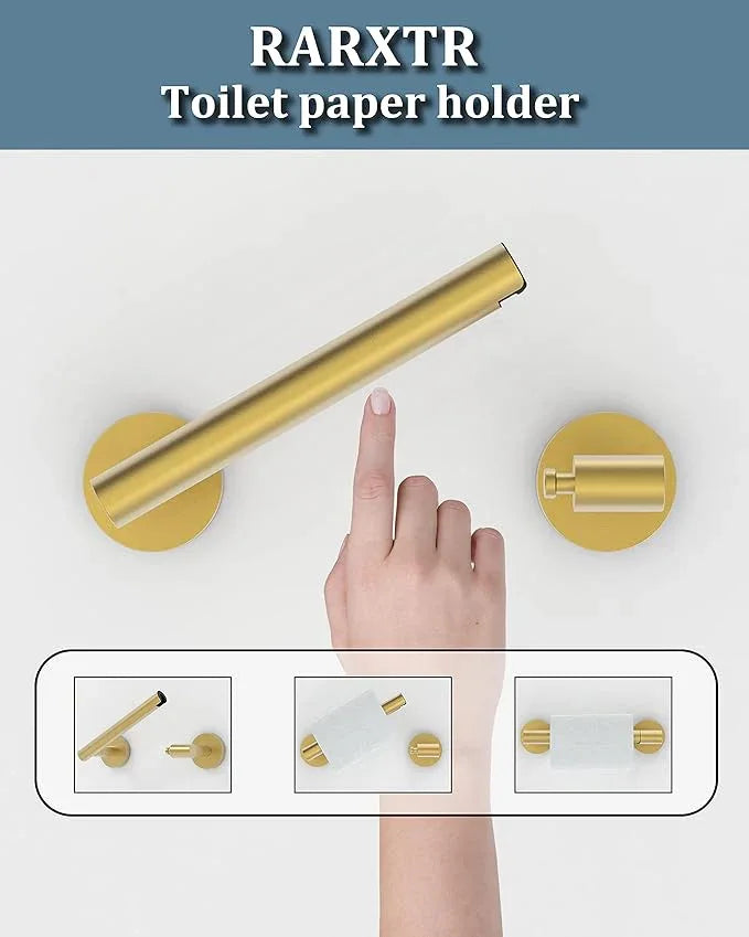 Gold 2 Pack Toilet Paper Holder SUS304 Stainless Steel Double Post Pivoting Toilet Paper Roll Holder Wall Mounted Toilet Tissue Holder for Commercial Bathroom RV - ModernBath