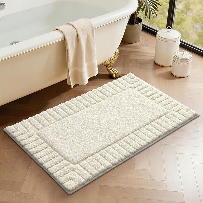 LUMI Bathroom Rugs Non Slip with Rubber Backing, Extra Soft Plush Microfiber Bath Rug Absorbent, Machine Washable Bath Mat Quick Dry for Tub, Shower, Ivory White, 24"x43" - ModernBath