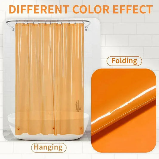 Barossa Design Extra Long Shower Curtain Liner with 3 Magnets - 72" x 84" XL, Waterproof PEVA Lightweight Shower Liner for Bathroom, PVC Free, Metal Grommets - Clear Orange, 72x84 - ModernBath