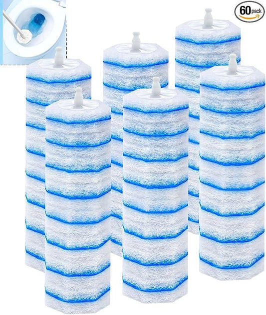 60 Pcs DisposableToilet Wand Refills for Clorox, 5X Cleaning Power Scrubber, Upgrade Fiber Cleaner Heads for for Toilet and Bathroom Cleaning - ModernBath