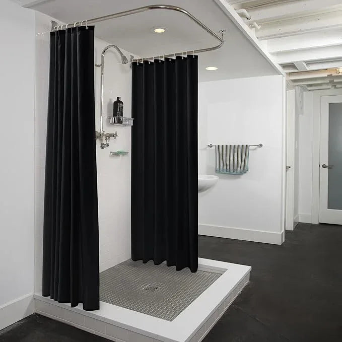 Nasitos Fabric Shower Curtain Liners 2 Pack - W72 x H72 - Washable & Water Resistant Lightweight Cloth Shower Liners for Bathroom, Soft Hotel Quality, Standard Size (Black, 4 Magnets Included) - ModernBath