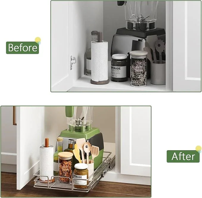 Pull Out Cabinet Organizer 19½" W x 21½" D, Heavy Duty Cabinet Pull Out Shelves, Slide Out Drawers Organization for Kitchen Cabinets Bathroom - ModernBath