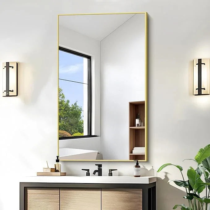 KOCUUY Gold Bathroom Mirror, 24"x40" Rectangle Bathroom Mirror for Wall, HD Tempered Glass, Anti-Rust Frame, Modern Design for Bathroom, Bedroom, Living Room, Entryway - ModernBath