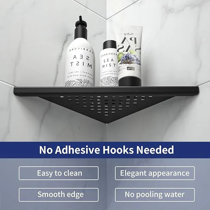 8'' Corner Shower Shelf 2 Pack, 304 Stainless Steel Grout in Bathroom Shelves, Recessed Shelf Rack for Tiled Wall, No Drilling Needed (8'', Black) - ModernBath