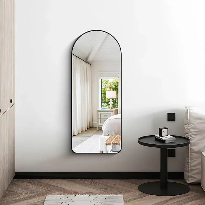 Arched Bathroom Mirror, 16"x48" Black Arched Mirror for Bathroom, Wall Mounted Mirror, Vanity Wall Mirror w/Metal Frame for Bedroom, Entryway, Living Room, Vertically Hanging - ModernBath