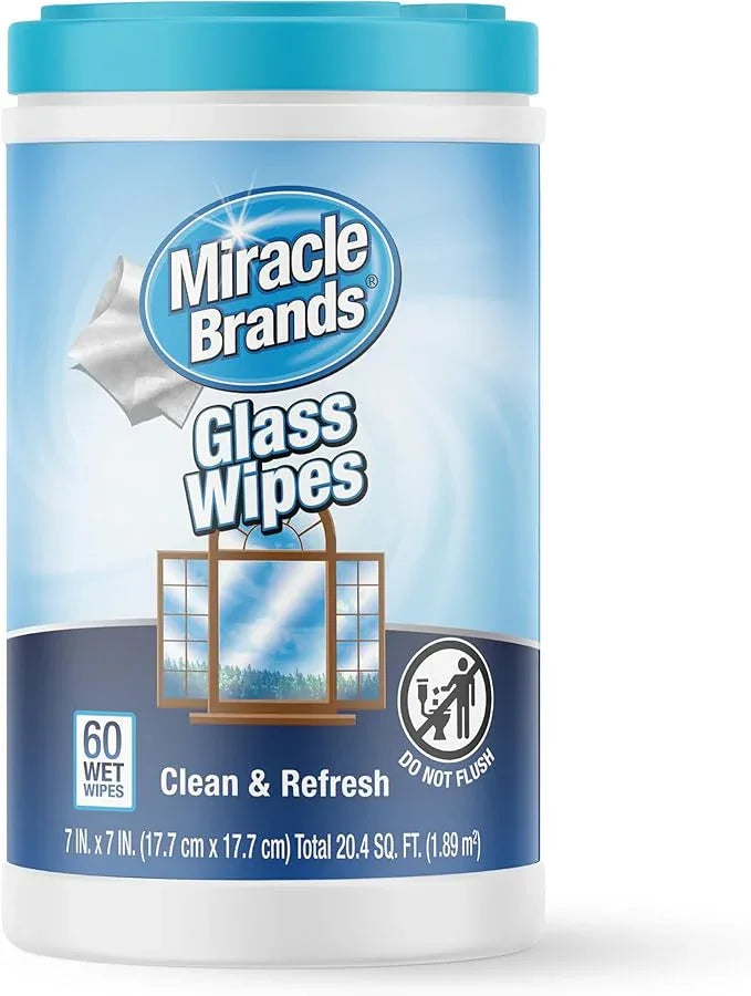 MiracleWipes for Glass, Disposable and Streak Free Cleaning Wipes for Mirrors, Windows, Kitchen, Home, and Auto- 60 Count - ModernBath