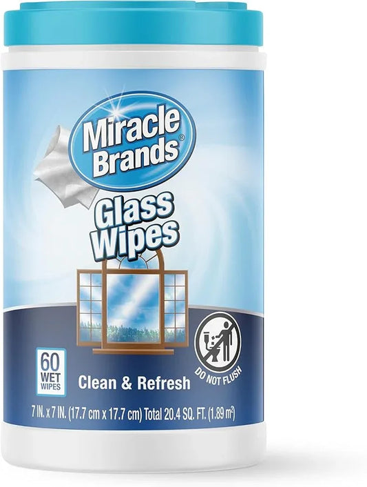 MiracleWipes for Glass, Disposable and Streak Free Cleaning Wipes for Mirrors, Windows, Kitchen, Home, and Auto- 60 Count - ModernBath