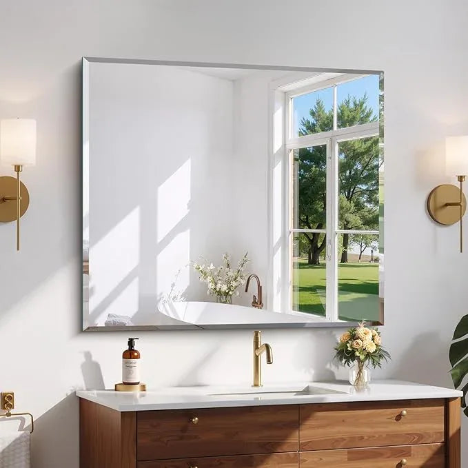 CILIBER Beveled Bathroom Mirror, 36x40 Inch Large Bathroom Mirrors for Over Sink, Upgraded Shatterproof Beveled Frameless Vanity Mirror for Bathroom,Bedroom,Living Room and Entryway - ModernBath
