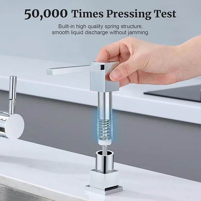 Sink Soap Dispenser for Kitchen Sink (Chrome), All Brass Built-in and Refill from Top Design,Metal Hand Soap & Dish Soap Copper Pump - ModernBath