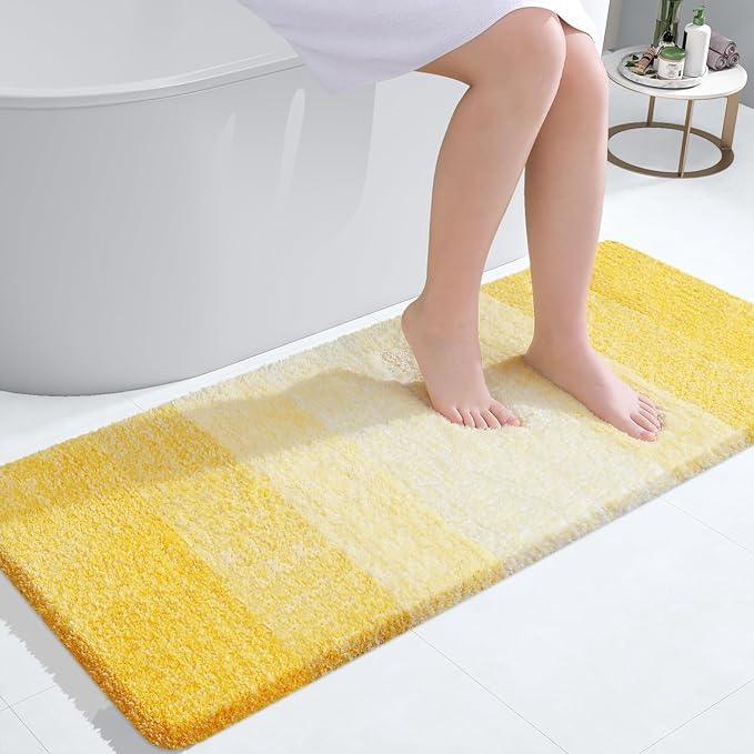 OLANLY Bathroom Runner Rugs 47x24, Extra Soft Absorbent Microfiber Bath Rugs, Rubber Backing, Quick Dry, Machine Washable Bath Mats for Bathroom Floor, Tub and Shower, Home Decor Accessories, Yellow - ModernBath