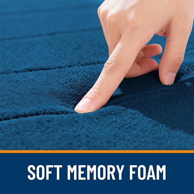 OLANLY Memory Foam Bath Mat 30x20, Super Soft Absorbent Bathroom Rugs, Quick Dry, Machine Washable Shower Floor Rugs, Bathmat Carpet, Bathroom Home Decor Accessories, Navy Blue - ModernBath