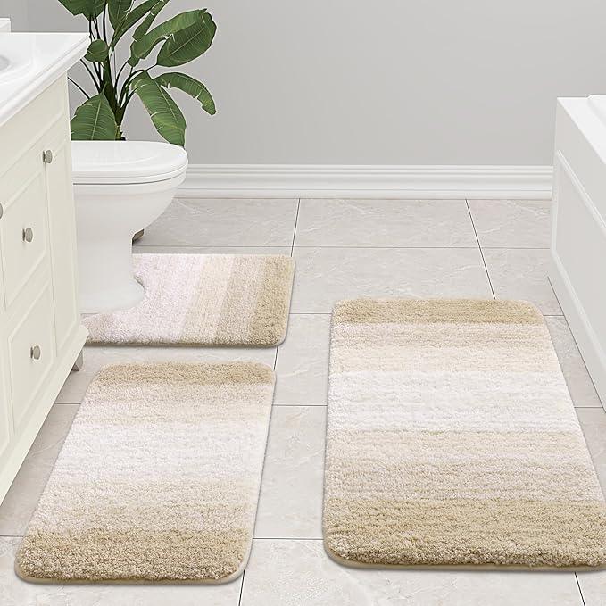 Arotive Microfiber Bathroom Rugs, Shaggy Soft and Absorbent Bath Rug, Non-Slip, Thick Plush Machine Washable Dry Bath Mats for Bathroom, Tub and Shower, 30x20, Light Beige, Rectangular - ModernBath