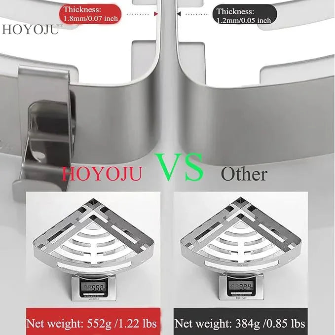 HOYOJU Stainless Steel Bathroom Caddy Storage Organizer Wall Mounted Kitchen Corner Shelf - ModernBath