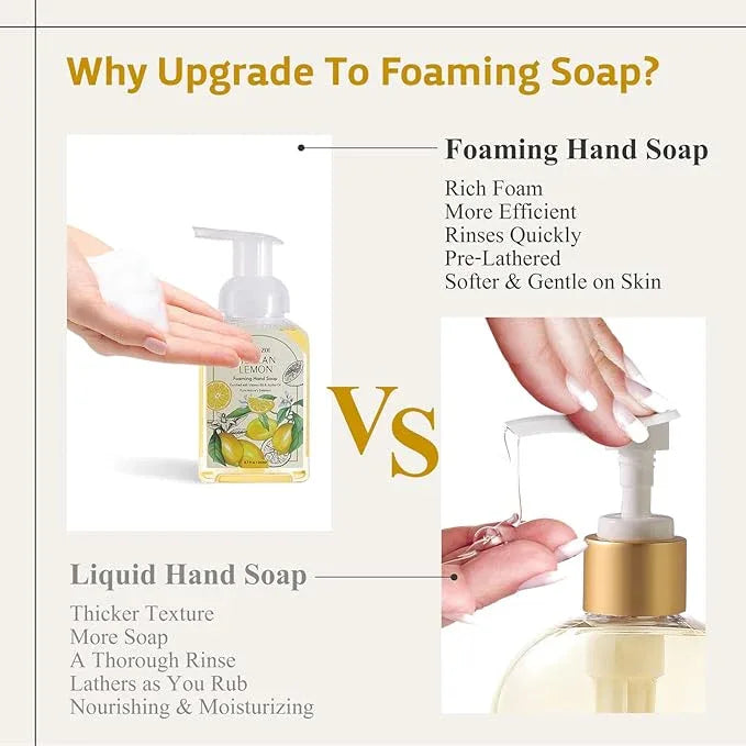 ROMIIE ZOI Hand Soap Refills Foaming 3pack (33.8 Fl Oz) + Reuseable Foam Soap Dispenser, Natural and Moisturizing Foaming Refills Kit, Lemon Hand Soap Refills - ModernBath