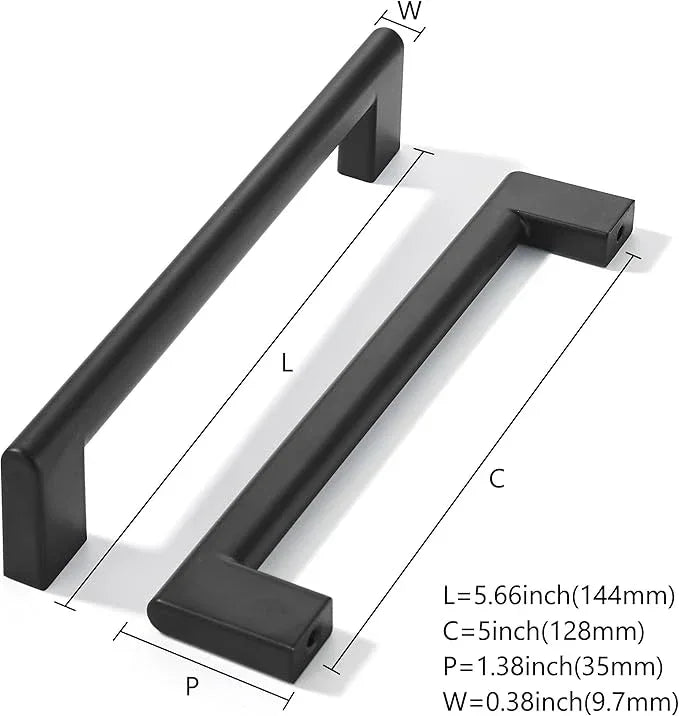 khtumeware 5 Inch Hole Center 2 Pack Matte Black Cabinet Pulls Heavy Duty Solid Kitchen Drawer Handle, Hardware for Bathroom, Drawer, Cabinet, Door Cabinet - ModernBath