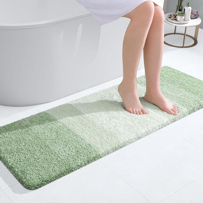 OLANLY Bathroom Runner Rugs 47x17, Extra Soft Absorbent Microfiber Bath Rugs, Rubber Backing, Quick Dry, Washable Bath Mats for Bathroom Floor, Tub and Shower, Home Decor Accessories, Sage Green - ModernBath