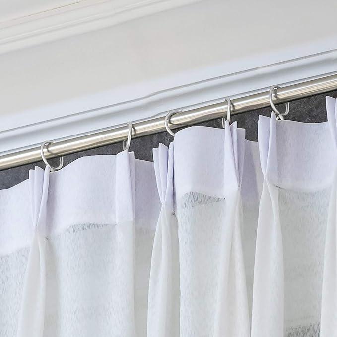 Hotop 30 Pcs Metal Drapery Curtain Rings 0.98/1.26/1.65 inch Interior Diameter and 30 Pcs Hanging Curtain Drapery Pin Hooks for Window Door Shower(Matte Silver,32 mm) - ModernBath