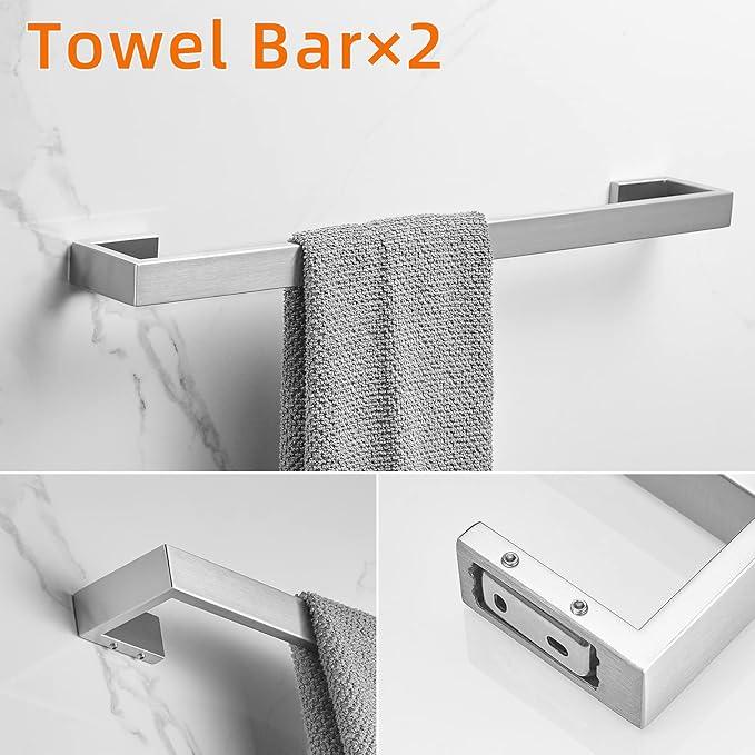 Fapully 5 Piece Bathroom Hardware Set Stainless Steel Wall Mounted Bathroom Accessories Set,Brushed Nickel Finished - ModernBath